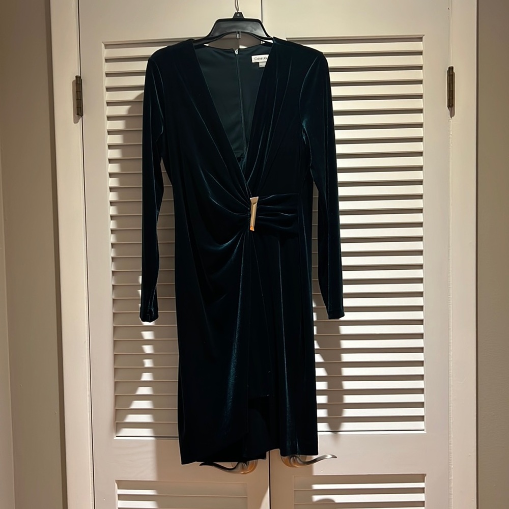 Green Calvin Klein Velvet material dress